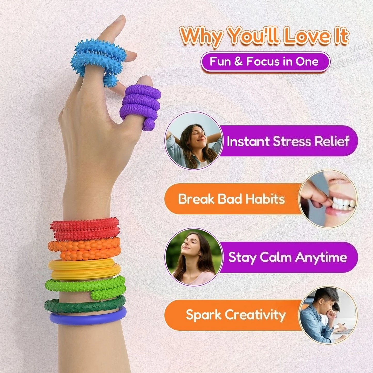 8pcs EDC Fidget Sensory Sticks toys, Worry Balls Autism Calming Kid Adults Anxiety Relief Stress Sensory Toy, Christmas gifts