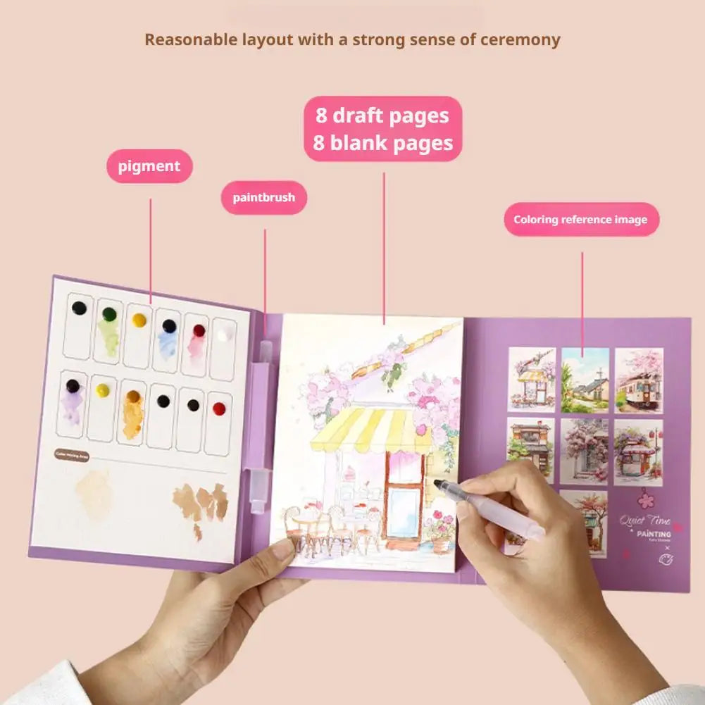 Creative Stress Relief Kit Watercolor Painting Book for Adults For Beginners Art Therapy Travel Set for Relaxation & Mindfulness