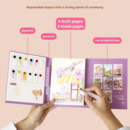 Creative Stress Relief Kit Watercolor Painting Book for Adults For Beginners Art Therapy Travel Set for Relaxation & Mindfulness