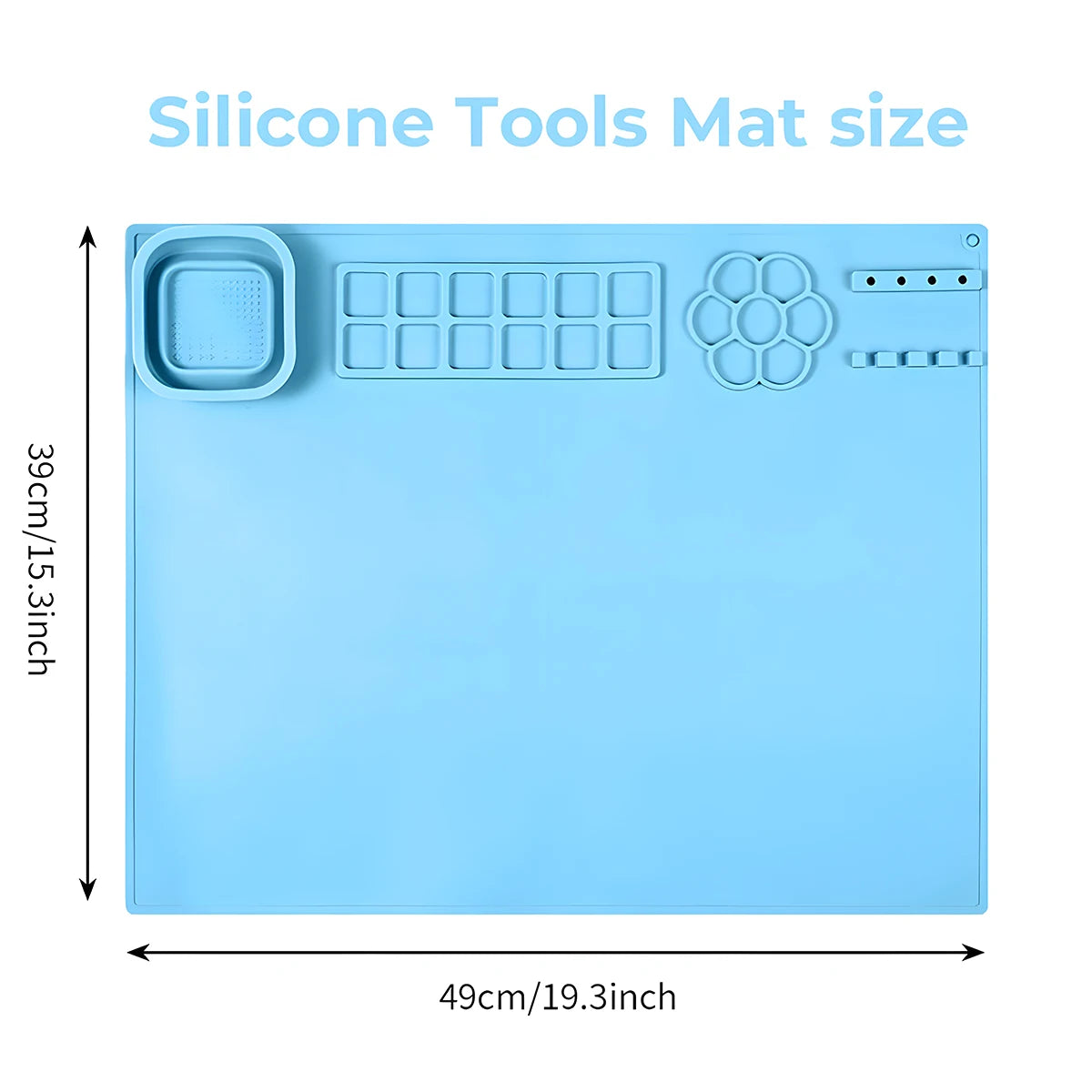 Kids Creative Studio Silicone Art Mat Painting Craft Station with Brush Cup Holder Palette Reusable Non Toxic DIY Drawing Pad