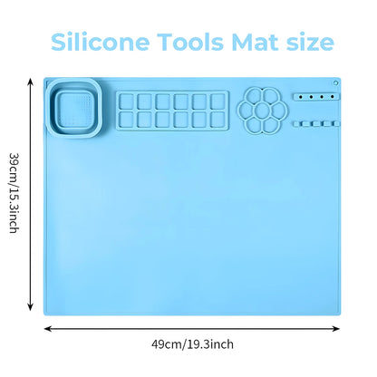 Kids Creative Studio Silicone Art Mat Painting Craft Station with Brush Cup Holder Palette Reusable Non Toxic DIY Drawing Pad