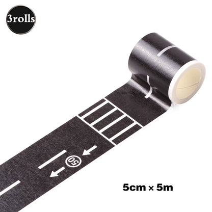 Creative Road Tapes Traffic DIY Highway Train Railway Tape Cartoon Car Stickers for Kids Racing Car Birthday Party Creative Gift
