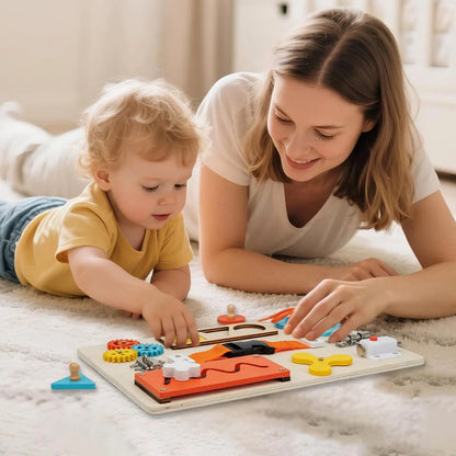 Montessori Busy Board for Toddlers Wooden Activity Sensory Board for Fine Motor Skills Travel Educational Learning  Toys for Kid