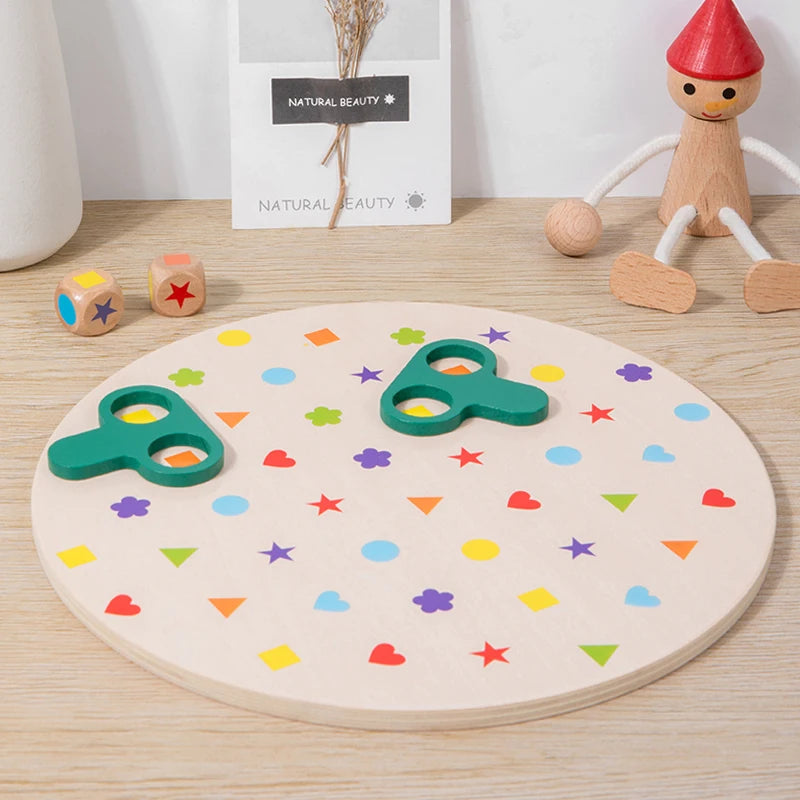 Montessori Matching Game Board Colors And Shapes Learning Puzzle Toy Concentration With Dice Interactive Educational Board Game