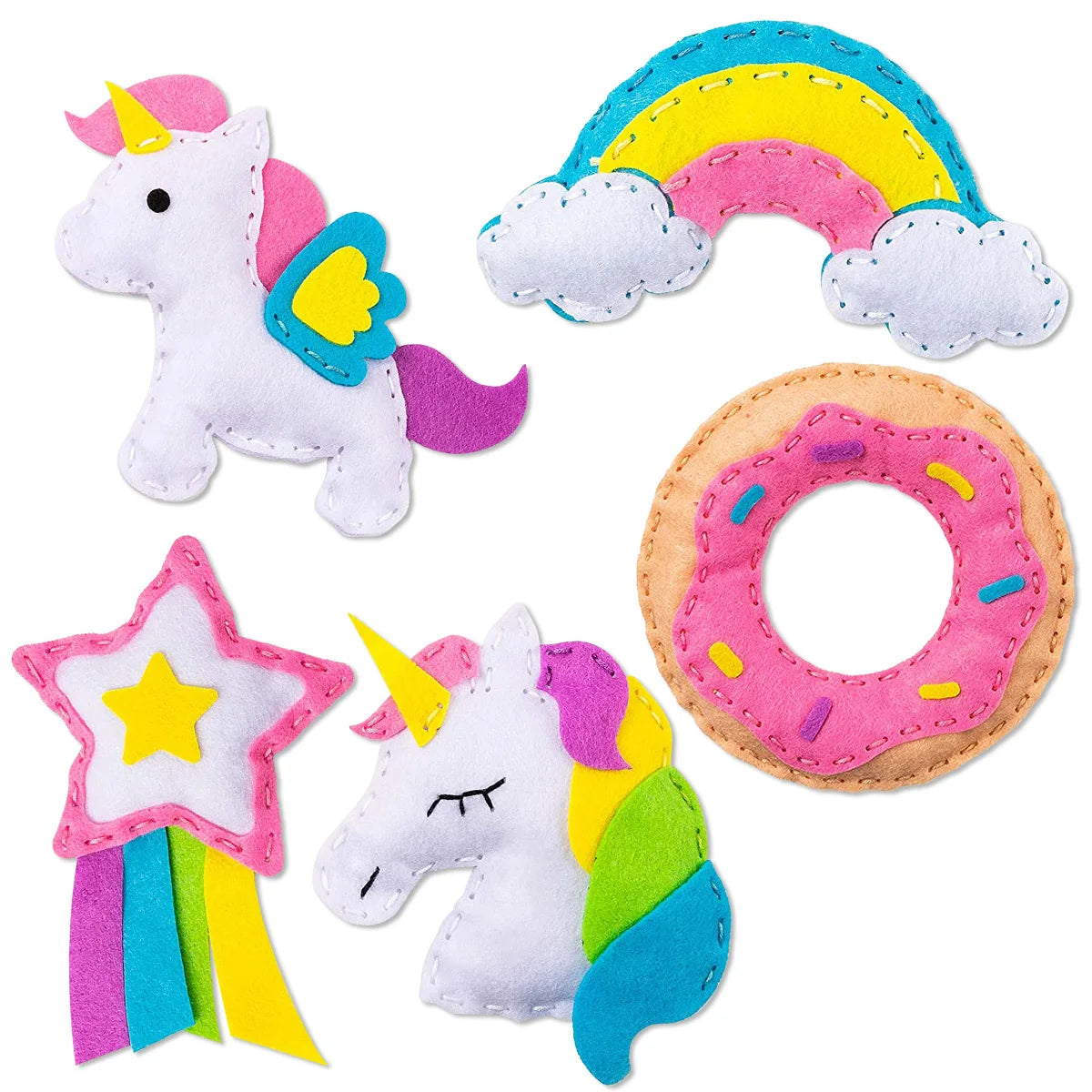 Kids Sewing Kit Woodland Animals Craft DIY Sewing Felt Plush Animals for Kids Beginners Educational Sewing Ornaments Art Toy Set