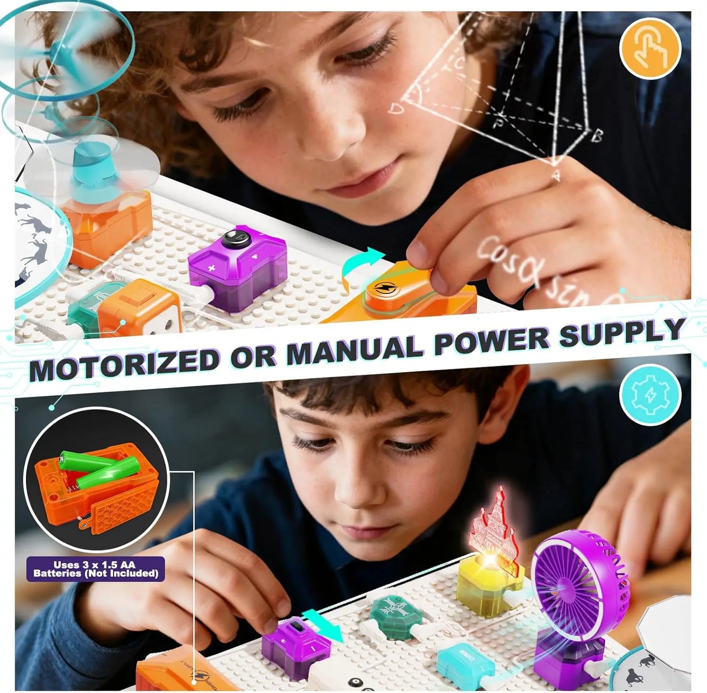 68PCS Kids Science Circuit Kit - 450+ STEM Projects! Rotational Imaging, Sound Recording & Playback,Electronics Exploration Toy