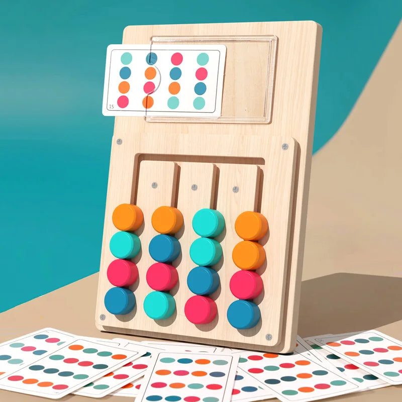 Montessori Wooden Color Matching Puzzles Logic Game - Early Education Busy Board Toy for Kids Baby Color Cognition Learning