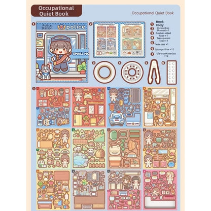 Creative Multicolor Occupation Quiet Book 2.5D 8 Kind Scene Miniature Scene Stickers Hands Training Paper Puzzle Sticker Toy