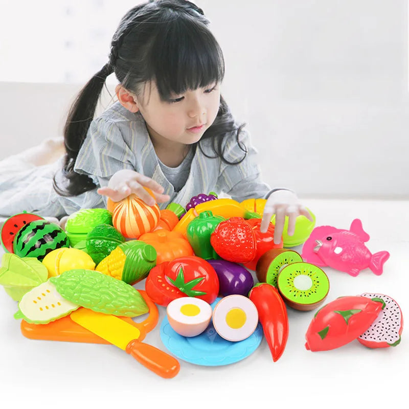 Children Pretend Play Food Toys for Kids Kitchen Vegetable Playset Cut Fruit Vegetables Toy Toddler Birthday Christmas Gift Toys
