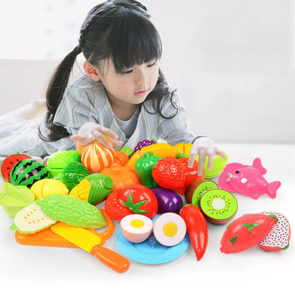 Children Pretend Play Food Toys for Kids Kitchen Vegetable Playset Cut Fruit Vegetables Toy Toddler Birthday Christmas Gift Toys