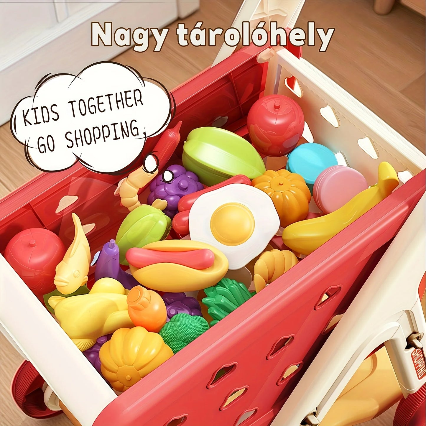 Kids Simulation Shopping Cart Toy Pretend Play Supermarket Trolley Groceries Food Early Education Toys for Boys Girls Gift