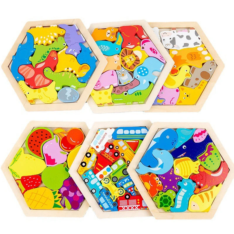 Kids Toy Wooden Jigsaw Puzzle Creative 3D Puzzle for Children's Intelligence Development Early Educational Toys for Children