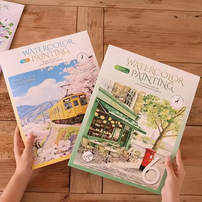 Creative Watercolor Coloring Book, DIY Painting Book for Adults, Leisure Art Sketchbook, Professional Art Use, Holiday Gift