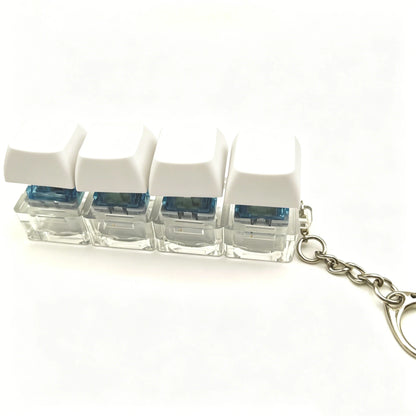 Creative 4 Keys Finger Keyboard Keychain DIY Button Keycap Clicker Fidget Toy Adult Stress Relief Decompression Toy