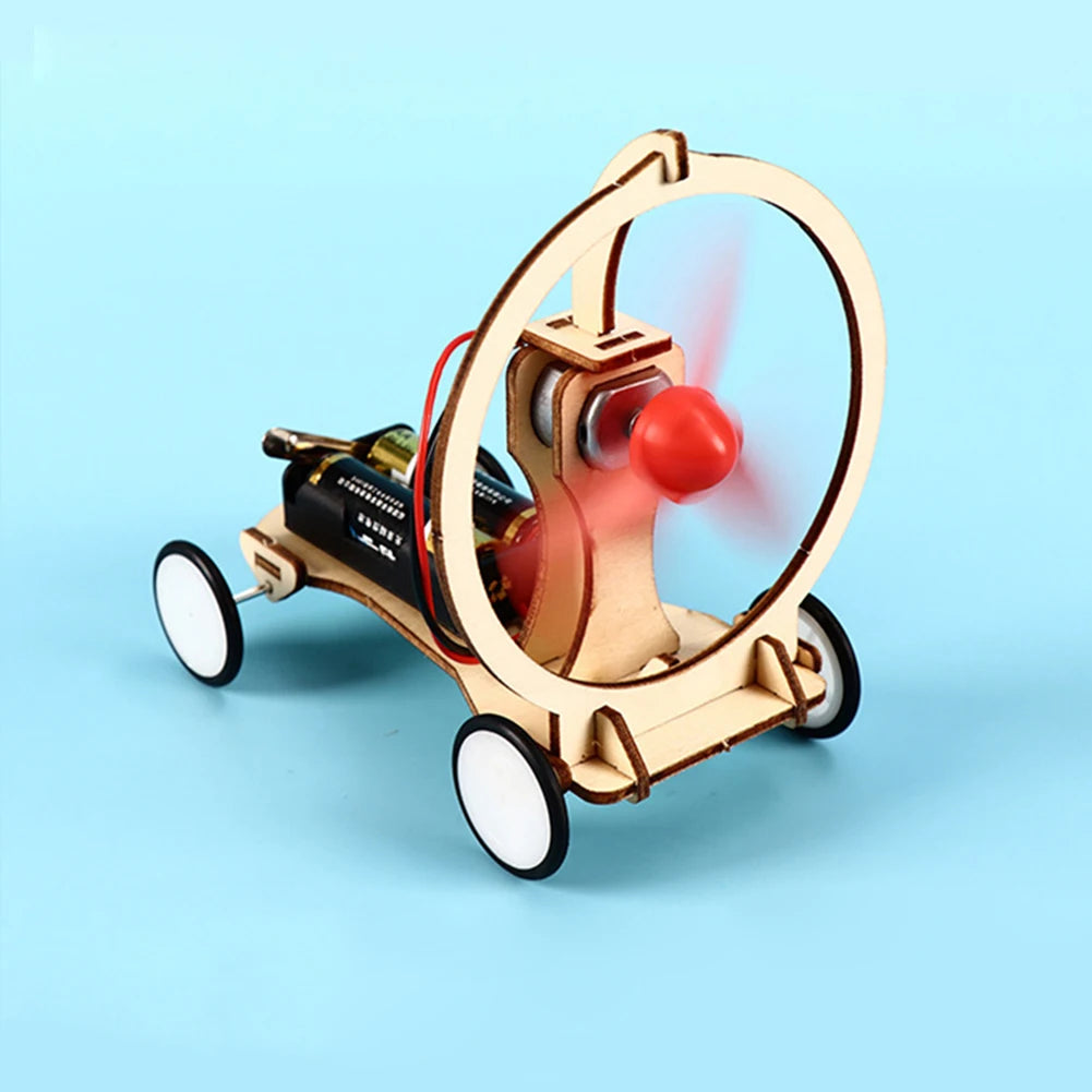 DIY Electric Wind Car Toys Kids Students Physical Science Experiments Learn Kit Interest Training Intelligence Development