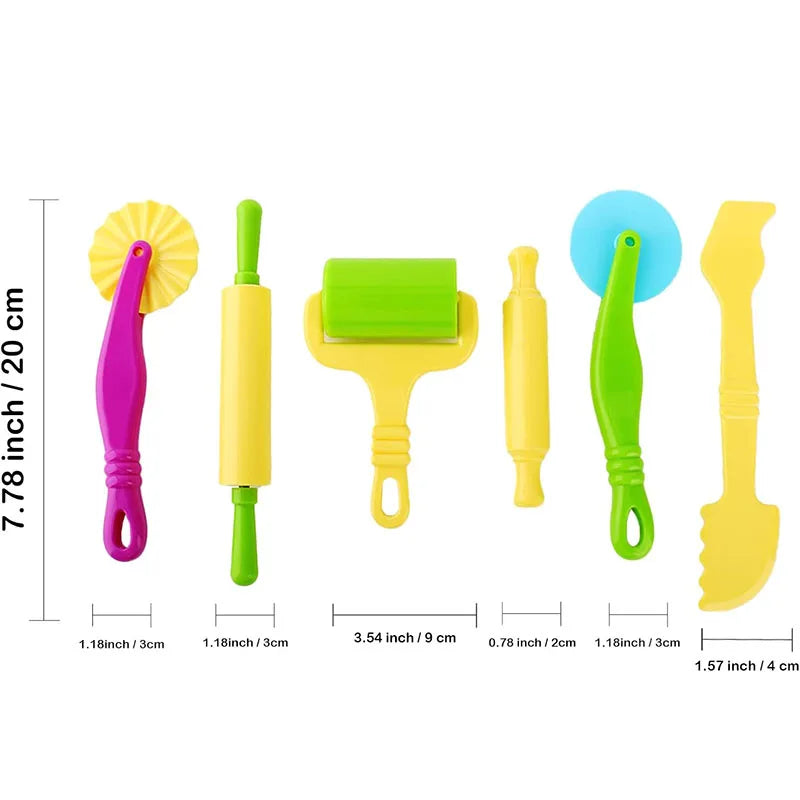 Children DIY Play Dough Tools Set Creative Plastic Cutters Rollers Molds Playdough Decorative Accessories Toddler Kids Toys Gift