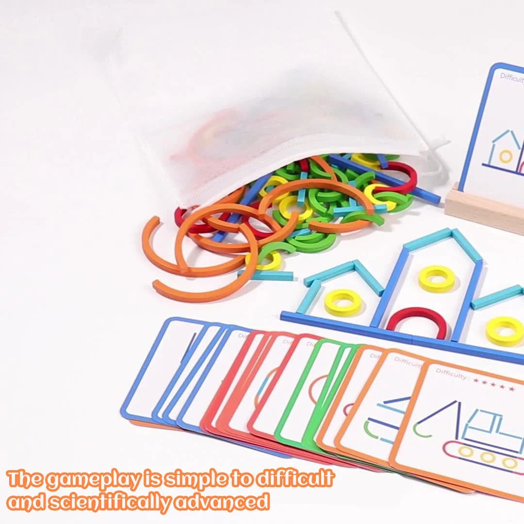 Kids Montessori Wooden Creative Sticks And Rings Puzzle Toys Cultivate Children's  Logical Thinking Practical Ability Toys Gift