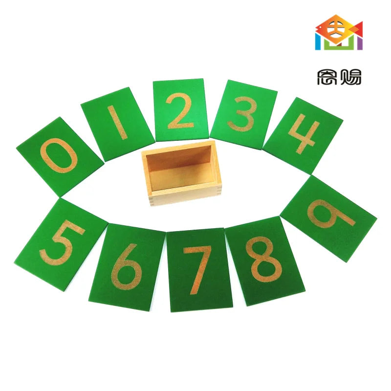 Montessori Baby Toy Math 9x12cm Wood Sandpaper Number 0-9 Green Board Early Childhood Education Preschool Training Kids Toys