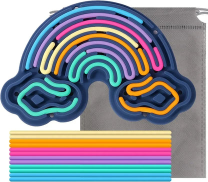 Sensory Activity Board Rainbow Silicone Fidget Toys for Calming Stress Anxiety ADHD Autism for Inspire Kid's 3+ Creative Talents