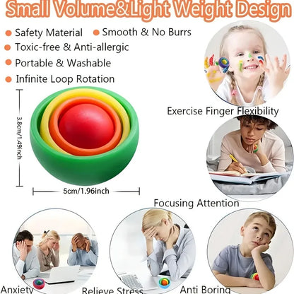 3D Rotation Ball Fidget Gyro Sensory Toys Hand Fidget Spinner Gyroscope Toys for 5 To 10 ADHD Autism Stress Relief Toy