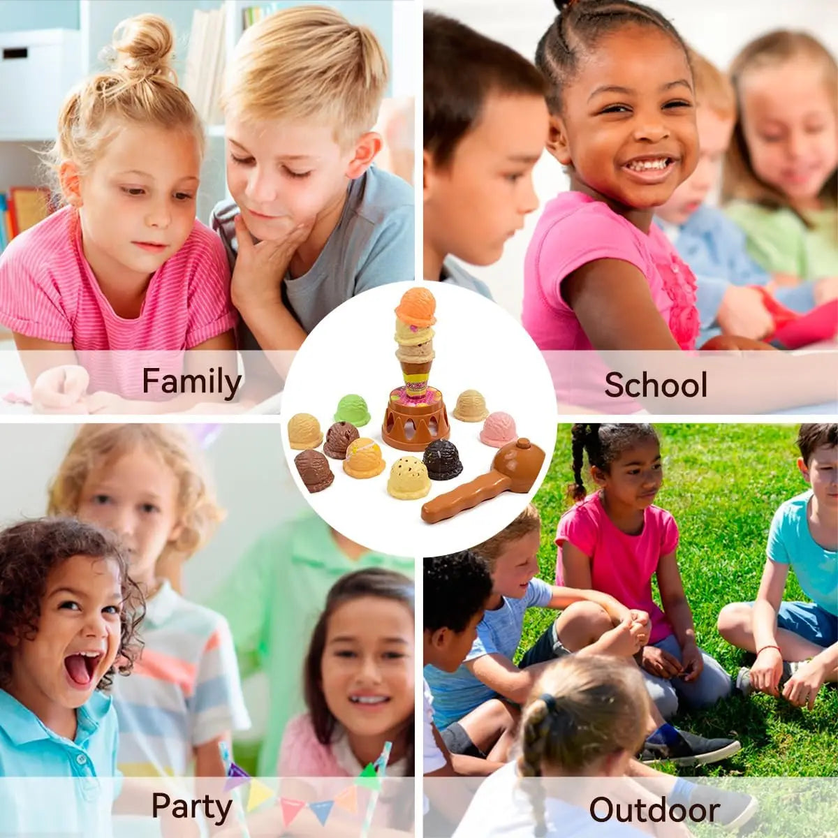 Children's Ice Cream Stacking Games Simulated Food Stack Up Play Kids Kitchen Pretend Play Toy Educational Toys For Gift Box