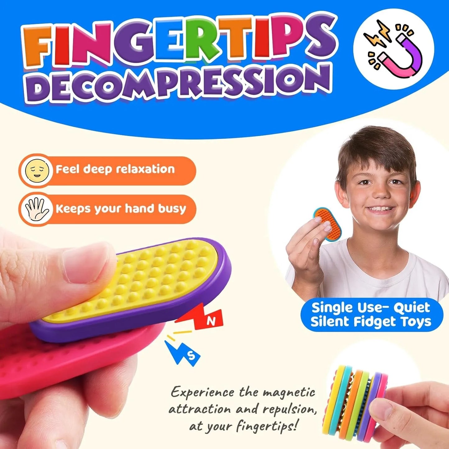 6/12/18PCS Silicone Sensory Strip Fidget Toys Kids Autism Decompression Calming Fidgeting Toy Adults  Anxiety Relief Sensory Toy