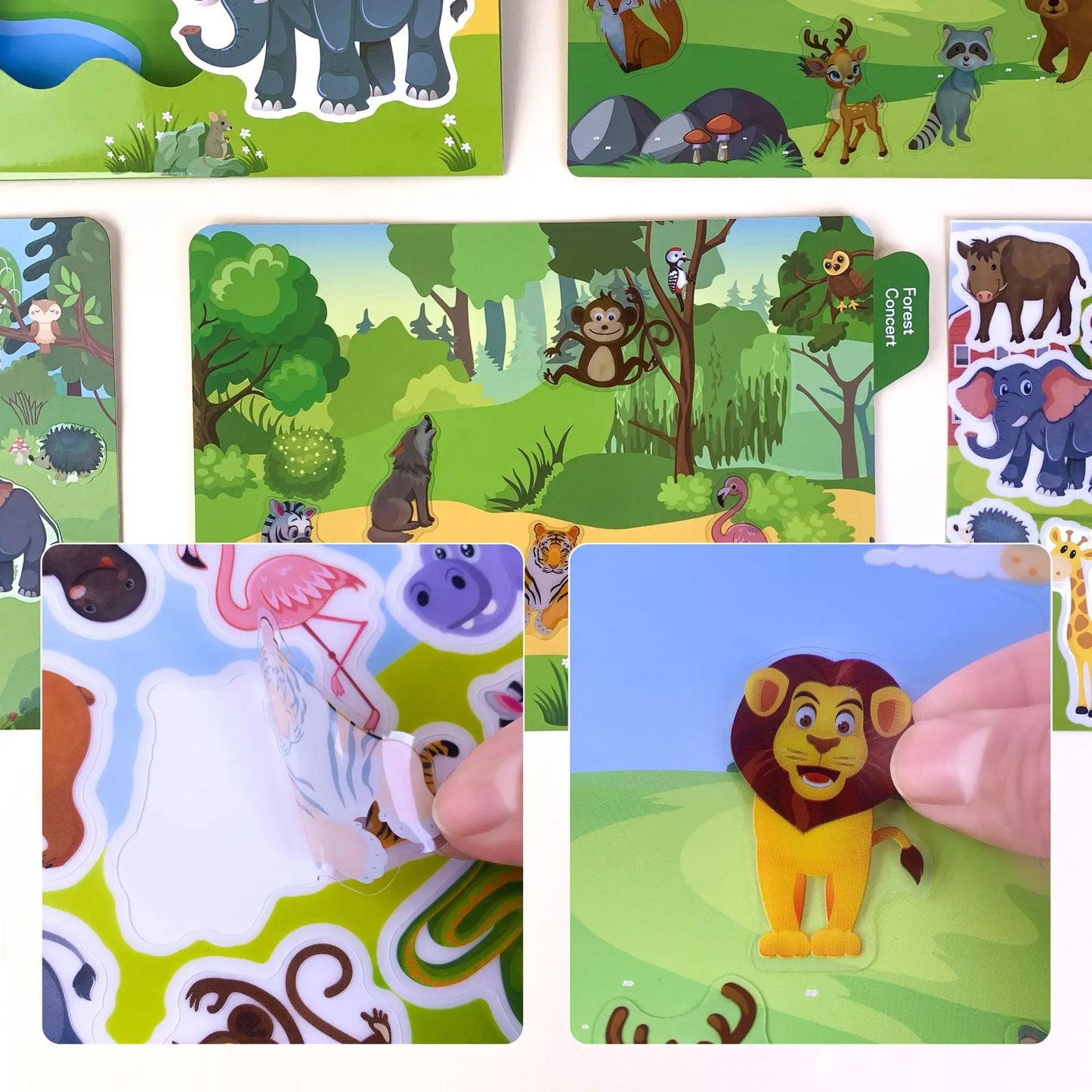 Hot New Children Scene Stickers DIY Hand-on Puzzle Sticker Books Reusable Cartoon Animal Learning Cognition Toys for Kids Gift
