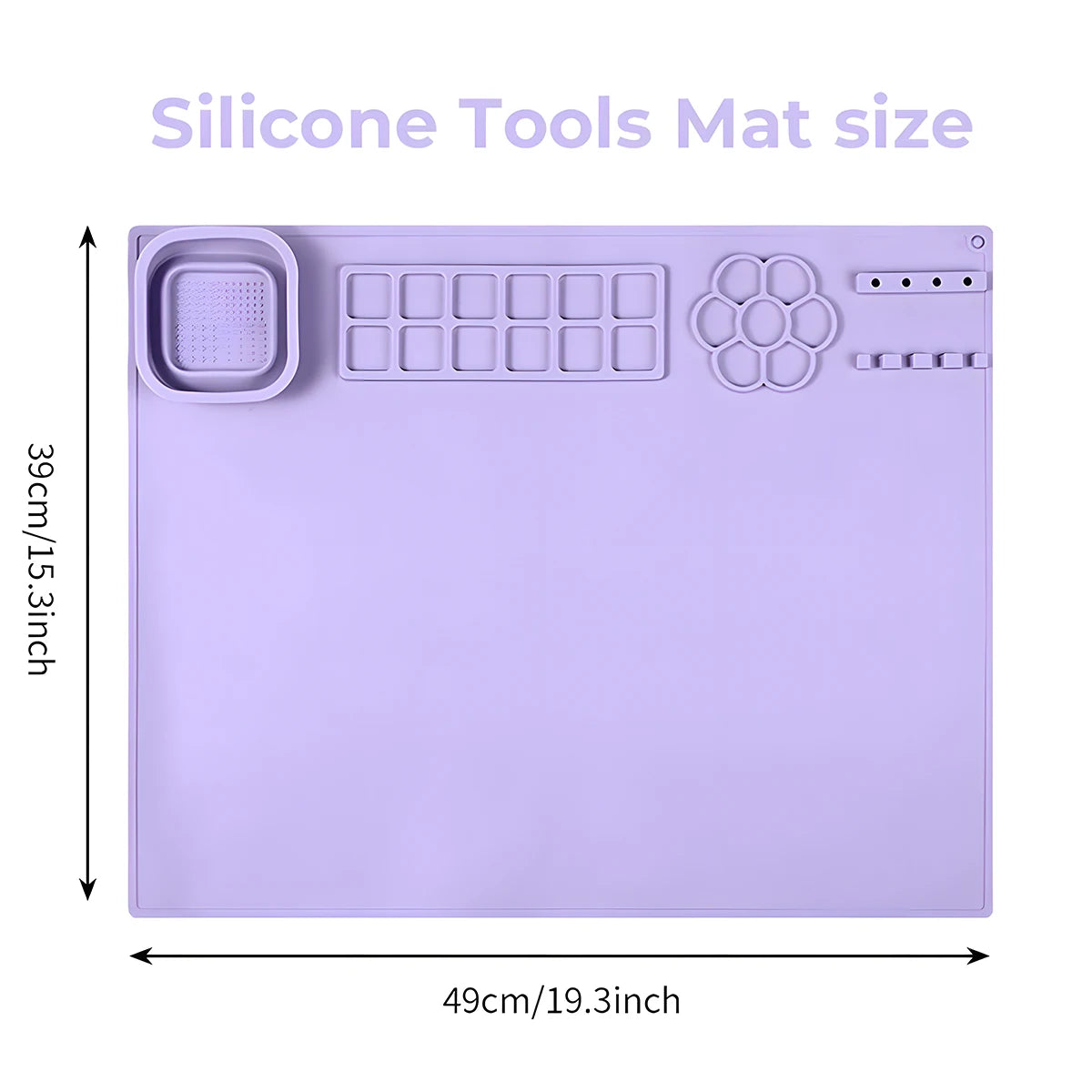 Kids Creative Studio Silicone Art Mat Painting Craft Station with Brush Cup Holder Palette Reusable Non Toxic DIY Drawing Pad