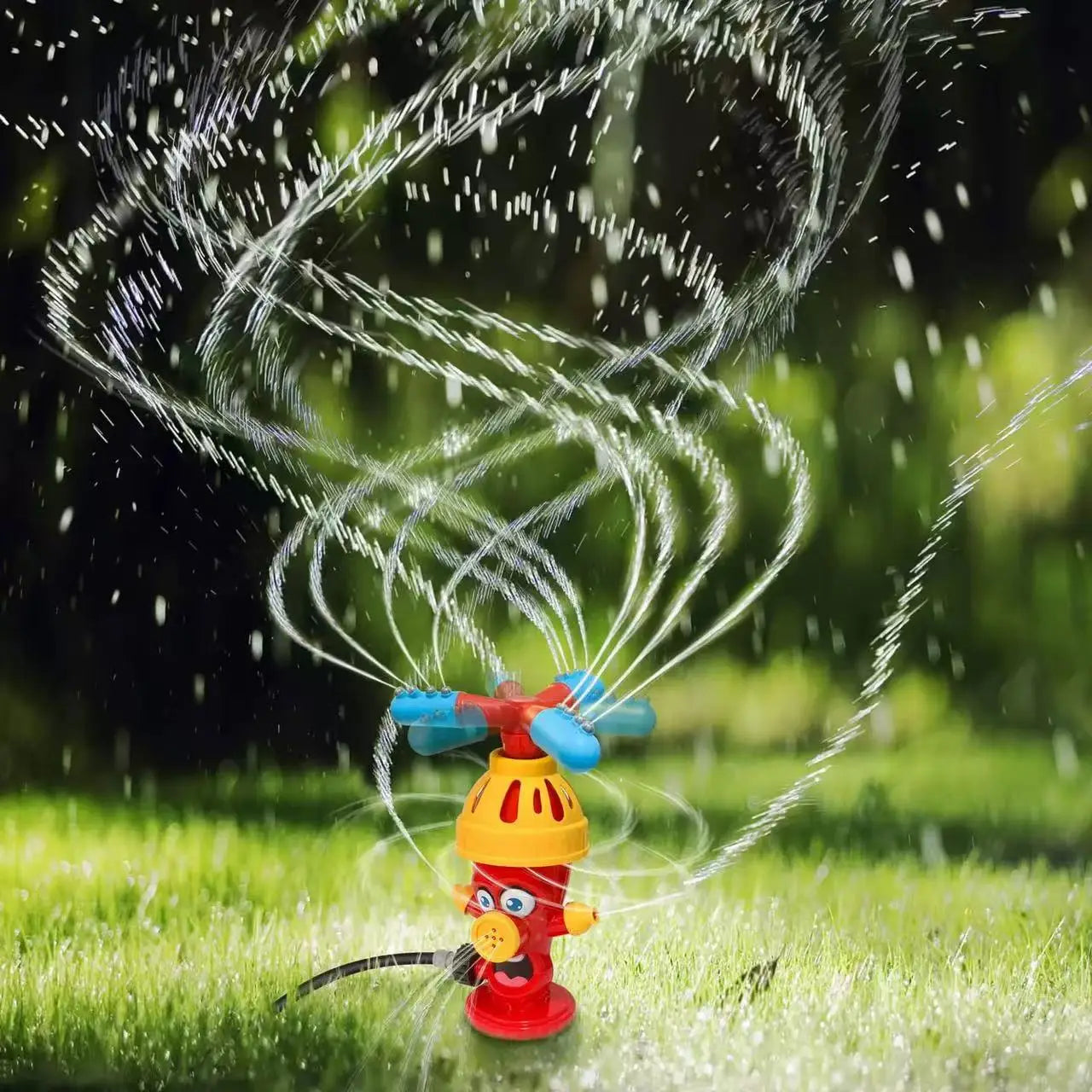 Kids Cartoon Fire Hydrant Style Water Sprinkler Toy Summer Outdoor Garden Yard Splash Spray Toy Children Backyard Bath Water Pla