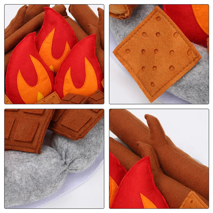 Pretend Felt Campfire Playset for Kids Sensory Play Camping Toy Set with Plush Fire Logs and Stones