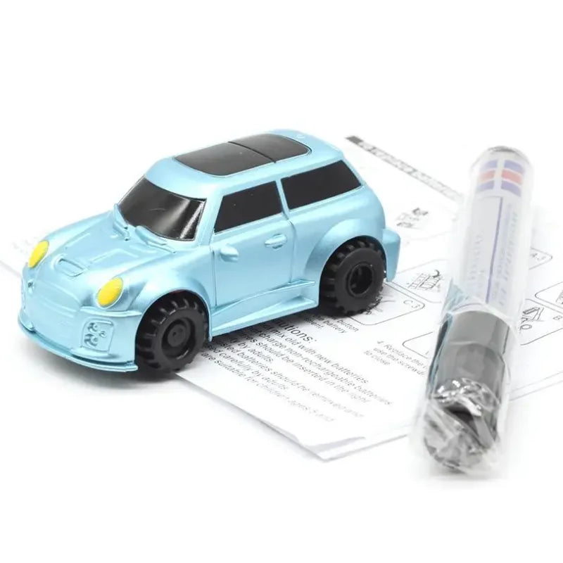 New Kids Creative Mini Toy Magic Pen Electric Induction Racing Train School Bus Fire Engine Model Traction Track Car Boy Gift