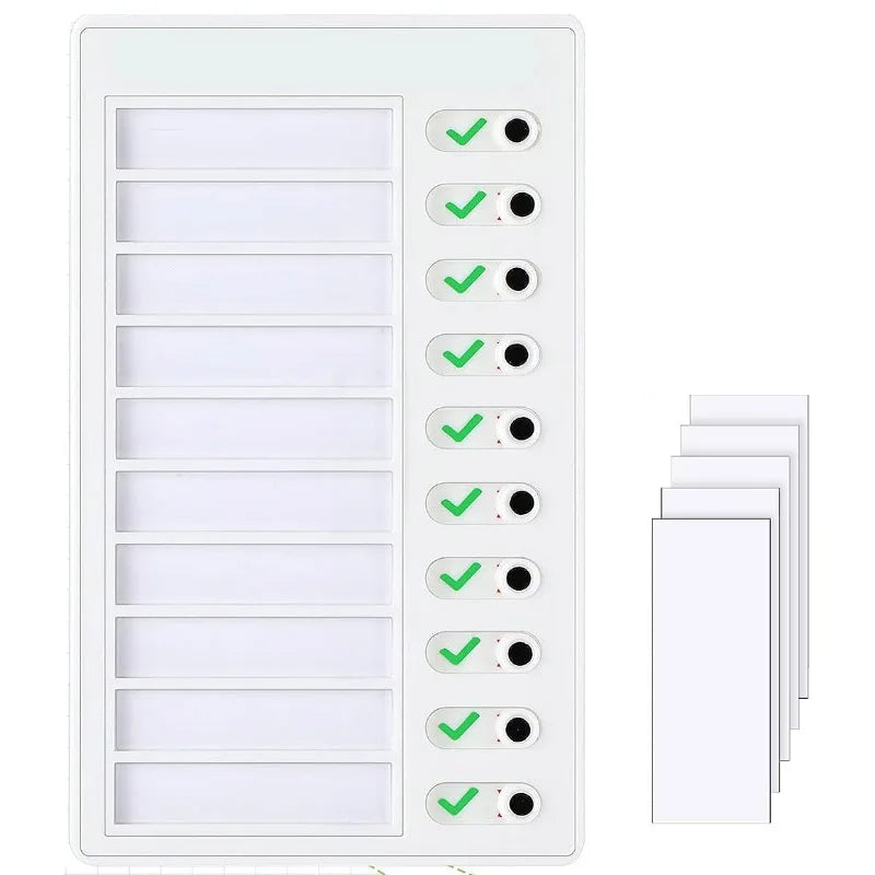 1 pcs Kids Chore Chart with 5 pcs Blank Card,Plastic Checklist Board with Detachable Cardstock to Do List for Routine Planning