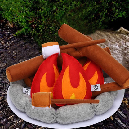Pretend Felt Campfire Playset for Kids Sensory Play Camping Toy Set with Plush Fire Logs and Stones