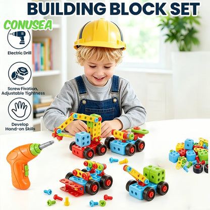 Children Toys Career Role Play Toys Toolbox Screw Electric Drill Building Block Disassembly Educational Toys Kids Work Tools Boy