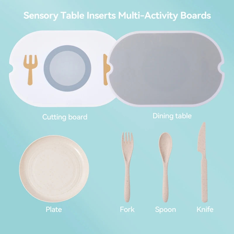 BPA-Free Wooden Activity Table Accessories Sensory Fine Motor Skills Training Family Role-Playing Toys Early Learning Toys Gifts