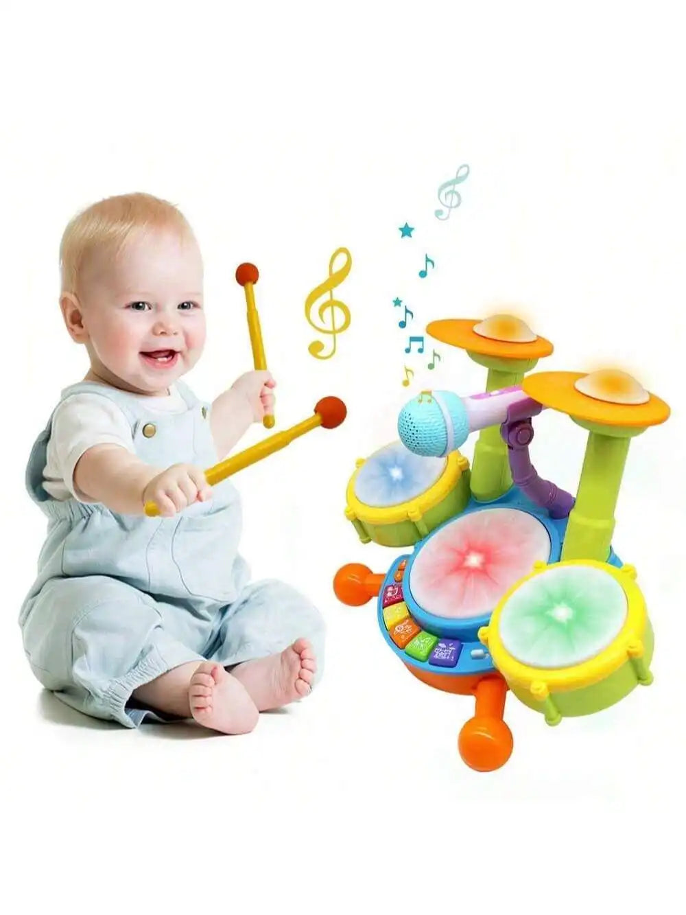 Educational Kids Drum Set for Toddlers 1-3 Years Old Musical Baby Toy with Microphone Girls And Boys Learning Instrument Gift
