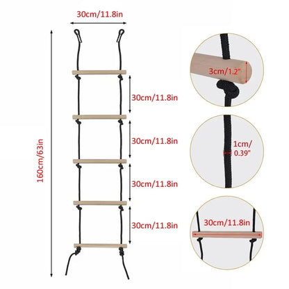 Children Climbing Rope Ladder Wooden Swing Kids Indoor Outdoor Tree Playground Recreation Play Game Bodybuilding Set