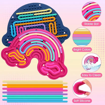 Sensory Activity Board Rainbow Silicone Fidget Toys for Calming Stress Anxiety ADHD Autism for Inspire Kid's 3+ Creative Talents