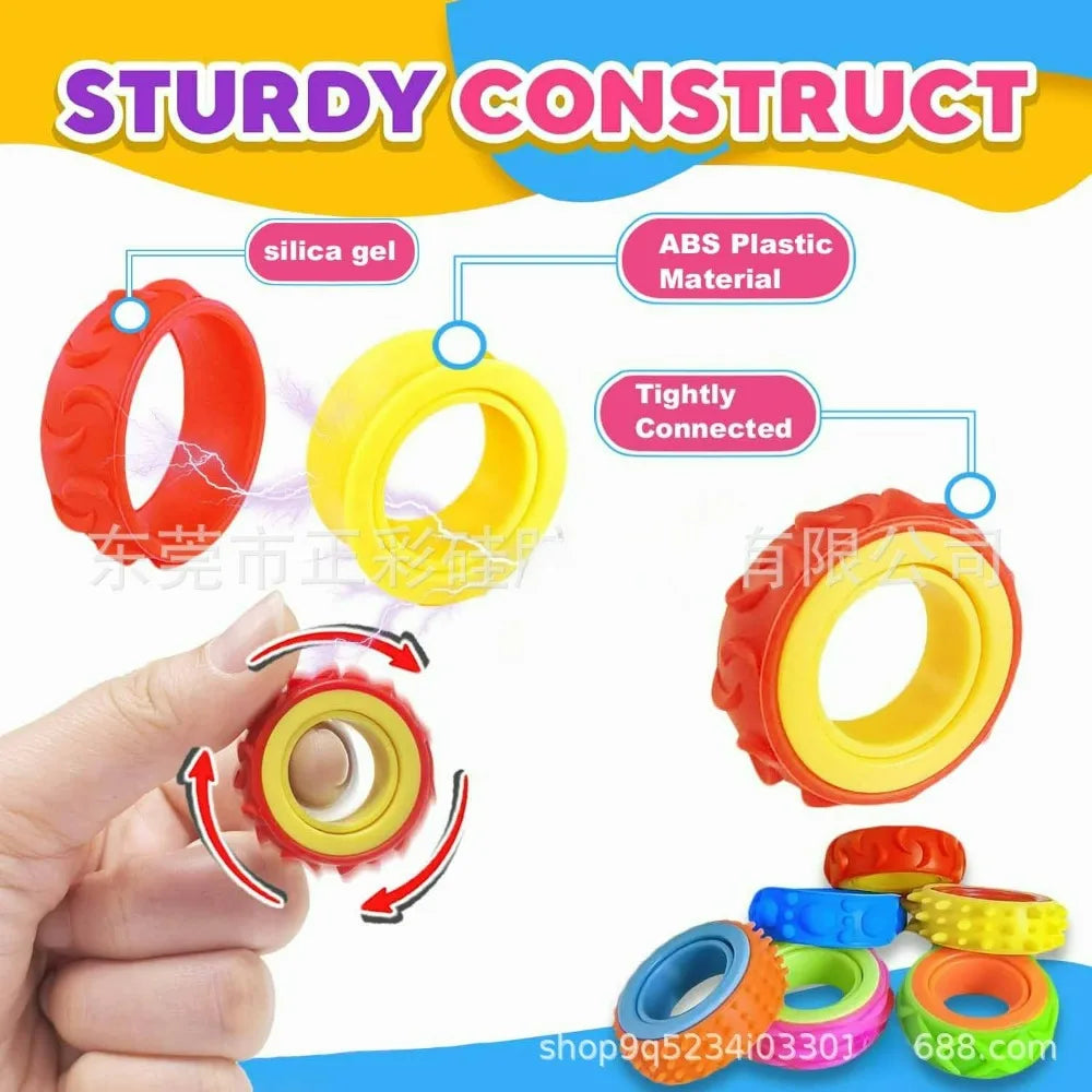 New Fidget Toys - Silicone Sensory Fidget Rings for Adults Teens Massager Stress Relief Relax Fidget Toy for Autism Anxiety