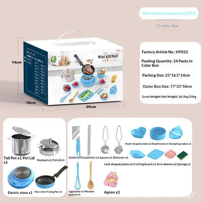 Wholesale Mini Electric Cooktop Kids Real Cooking Pretend Play Kitchen Toy Full Set With US UK EU Plug For Girls Role Play Game