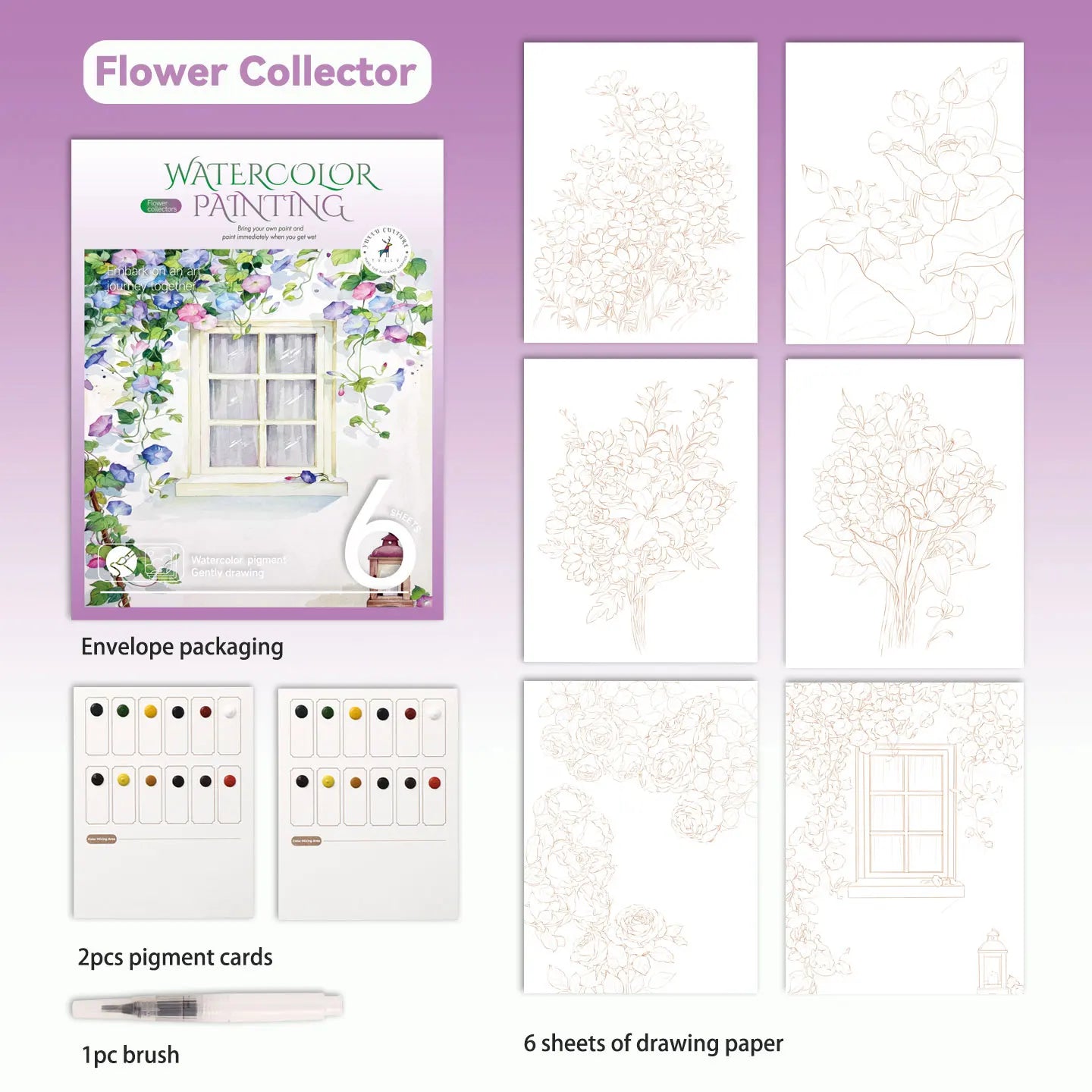 Creative Watercolor Coloring Book, DIY Painting Book for Adults, Leisure Art Sketchbook, Professional Art Use, Holiday Gift