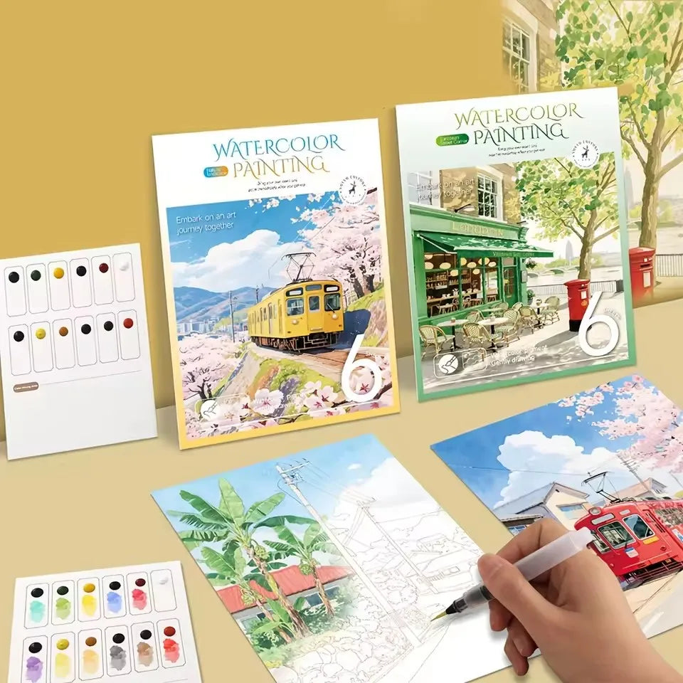Creative Watercolor Coloring Book, DIY Painting Book for Adults, Leisure Art Sketchbook, Professional Art Use, Holiday Gift