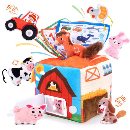 1Pc Creative Farm Storage House, tissue box shaped educational toy, fun parent-child interactive play set, great gift choice