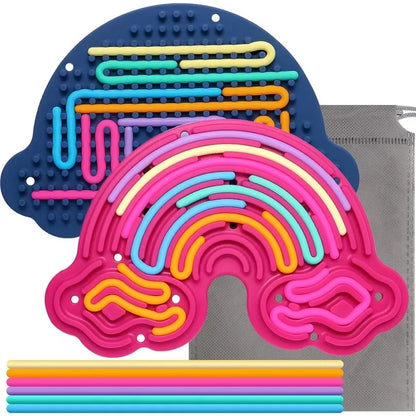 Sensory Activity Board Rainbow Silicone Fidget Toys for Calming Stress Anxiety ADHD Autism for Inspire Kid's 3+ Creative Talents
