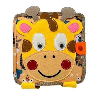 Montessori Giraffe Busy Board Preschool Learning Educational Busy Book Sensory Quiet Book Travel Toy for Baby Kids 3 4Years Old