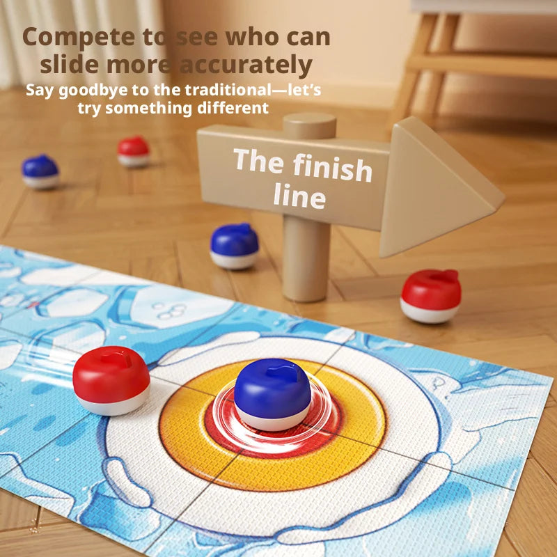 Cartoon Pattern Board Games For Kids: Tabletop Curling Game With 8-16 Rollers & Shuffleboard Pucks, Family Fun Interaction Toys