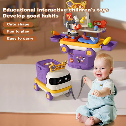 Kids Doctor Kitchen Makeup Toys for Girls Interactive Pretend Playhouse Set Portable Foldable Storage Box Children Birthday Gift