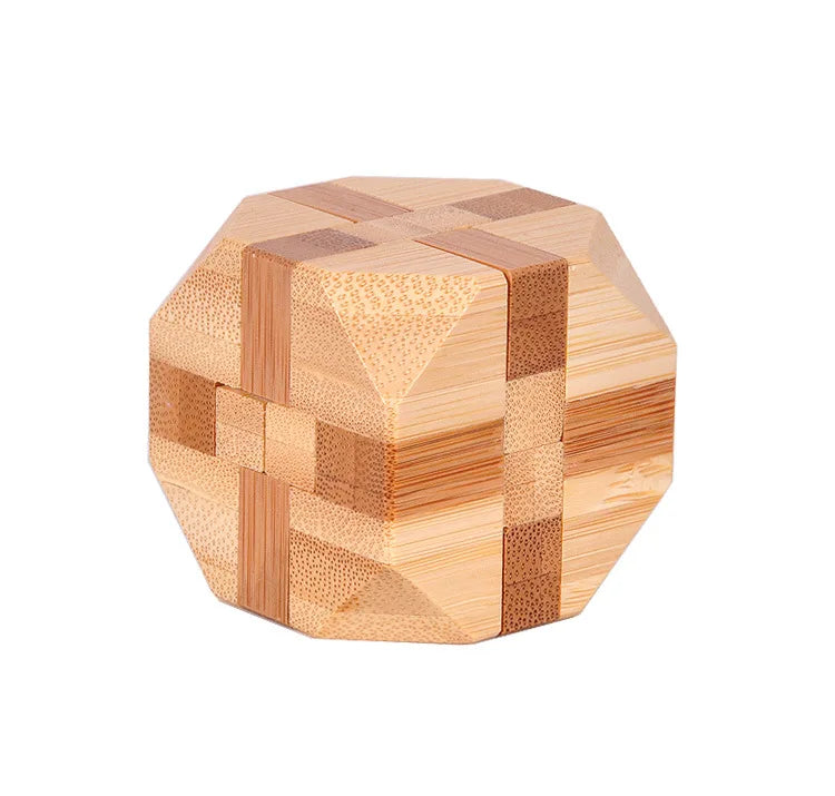New Design IQ Brain Teaser Kong Ming Lock 3D Wooden Interlocking Burr Puzzles Game Toy Bamboo Small Size For Adults Kids