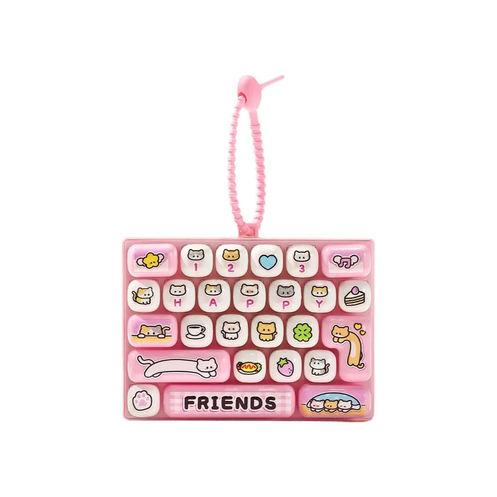 Creative 26 Keys Keyboard Fidget Keychain Cartoon 26 Keys Fidget Keyboard Anti Stress Keyboard Shaped Keyboard Keychain