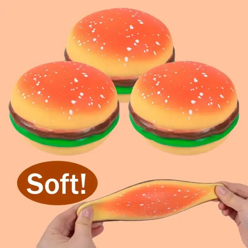 Squishy Hamburger Stress Ball Autism Sensory Toy Stress & Anxiety Relief  Toys Pinch Decompression Toy for Adult